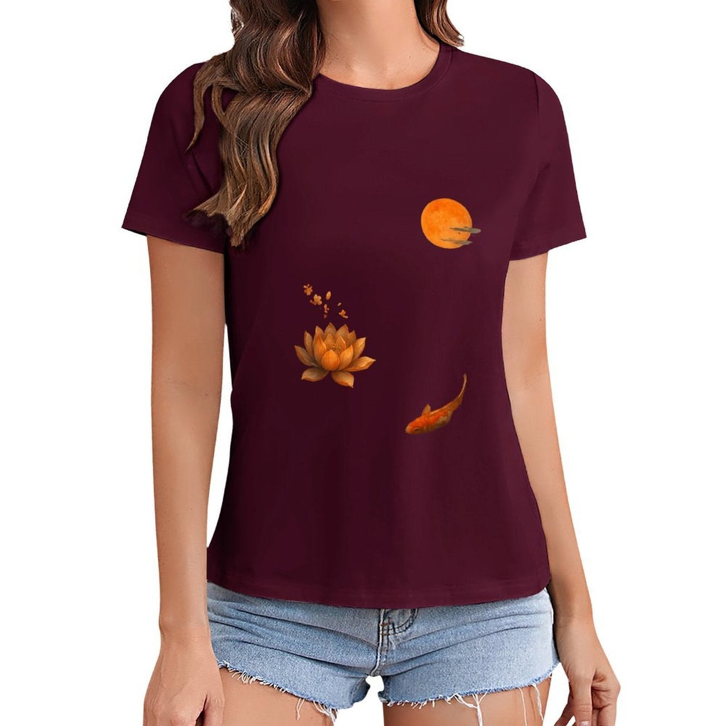 Gildan T-shirt Women Tranquil Autumn Evening Serenity - U1 Spring and Summer Round Neck Short - sleeved Tops Women's Casual Sports T-shirt - TrendyLookz