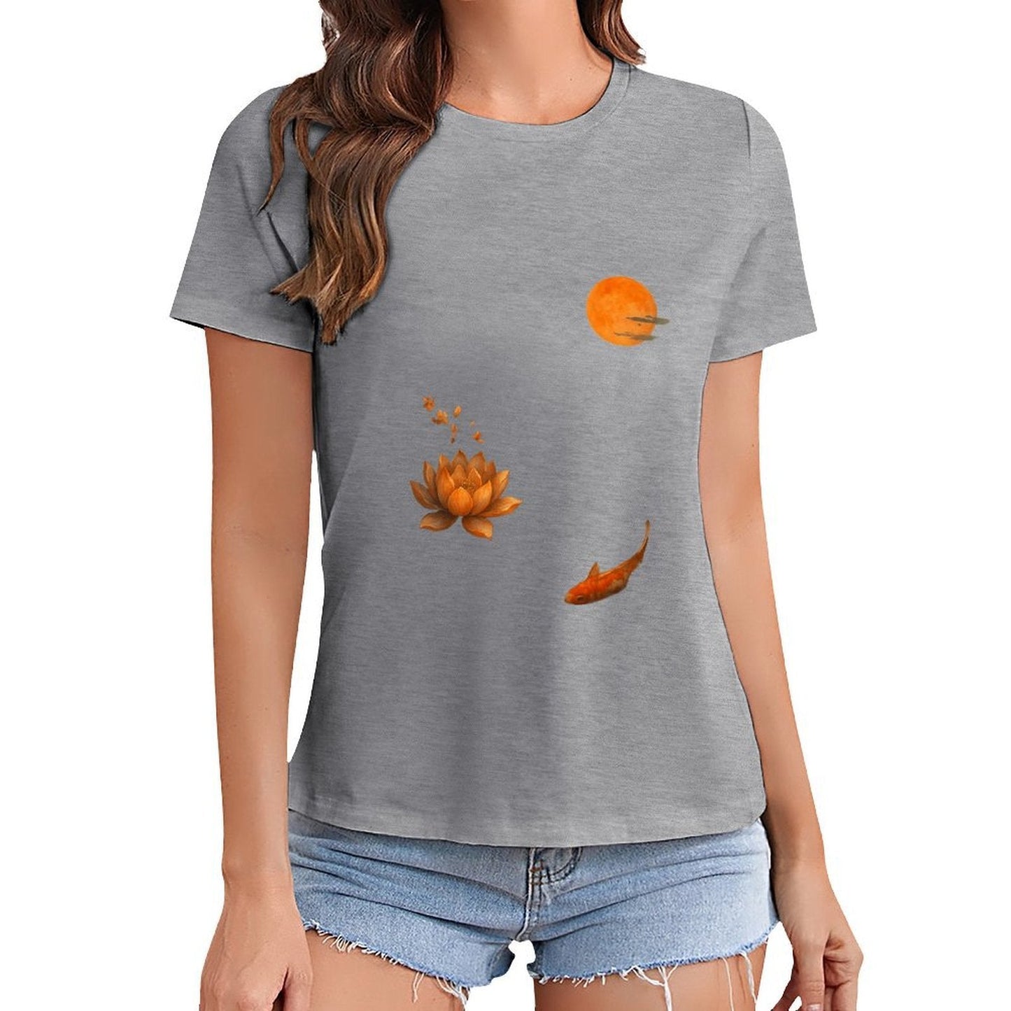 Gildan T-shirt Women Tranquil Autumn Evening Serenity - U1 Spring and Summer Round Neck Short - sleeved Tops Women's Casual Sports T-shirt - TrendyLookz