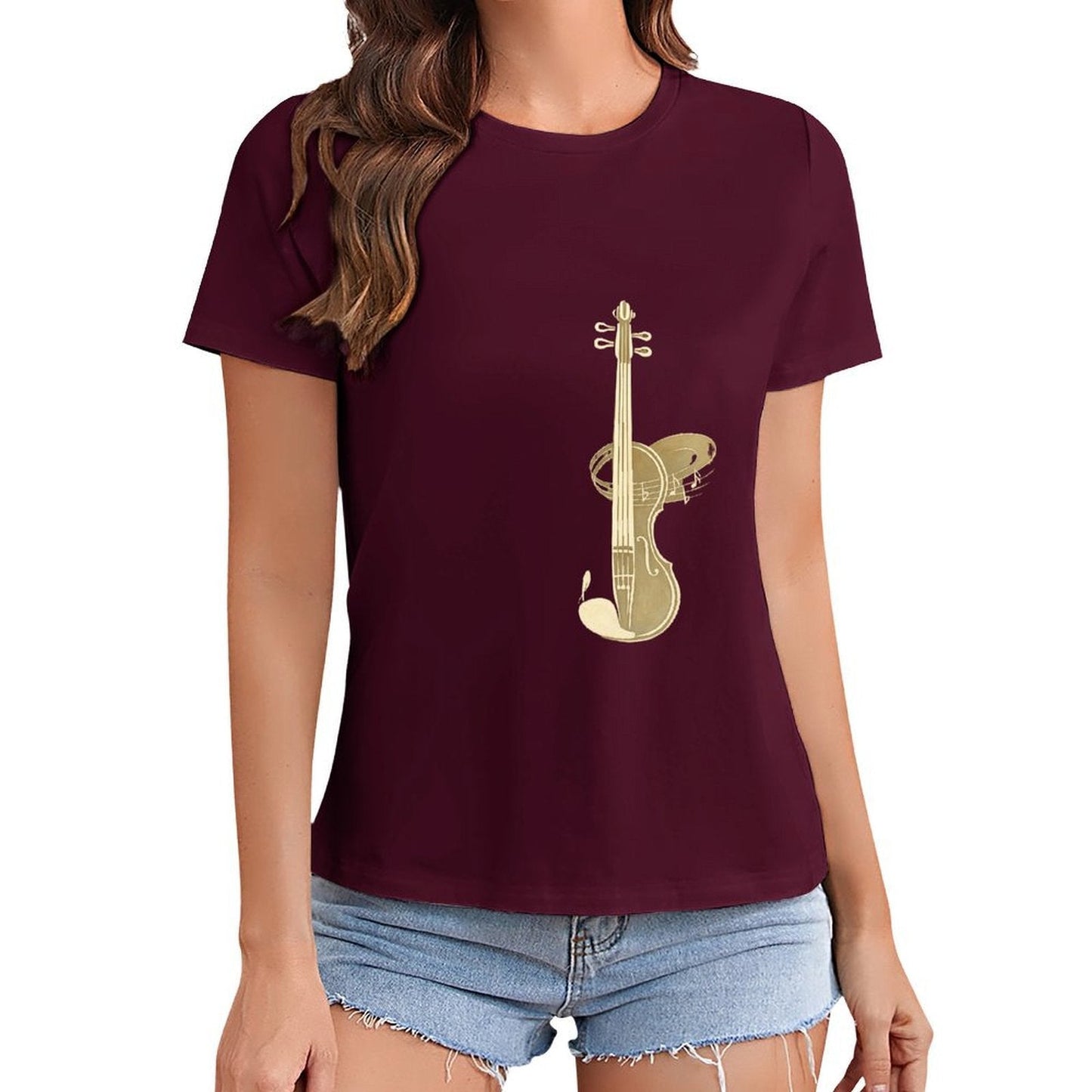 Gildan T-shirt Women Violin Is My Language - U1 Spring and Summer Round Neck Short - sleeved Tops Women's Casual Sports T-shirt - TrendyLookz