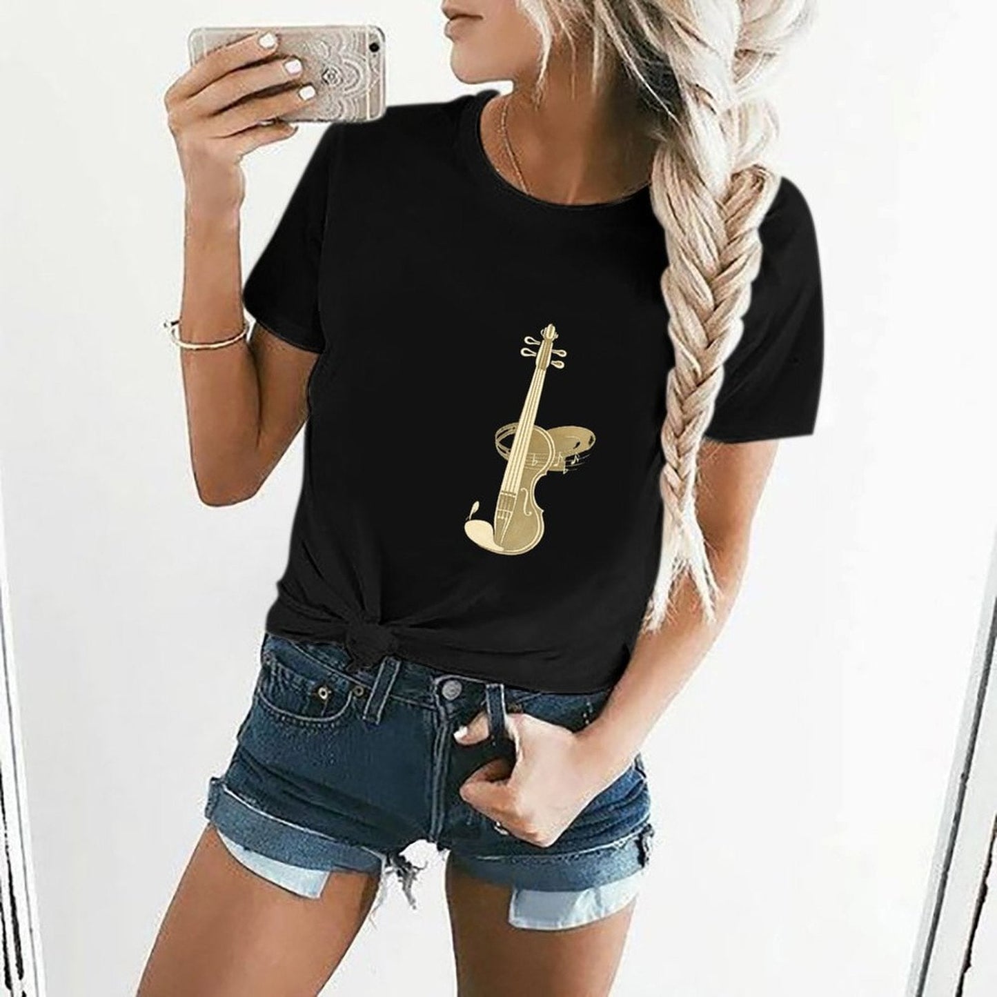 Gildan T-shirt Women Violin Is My Language - U1 Spring and Summer Round Neck Short - sleeved Tops Women's Casual Sports T-shirt - TrendyLookz