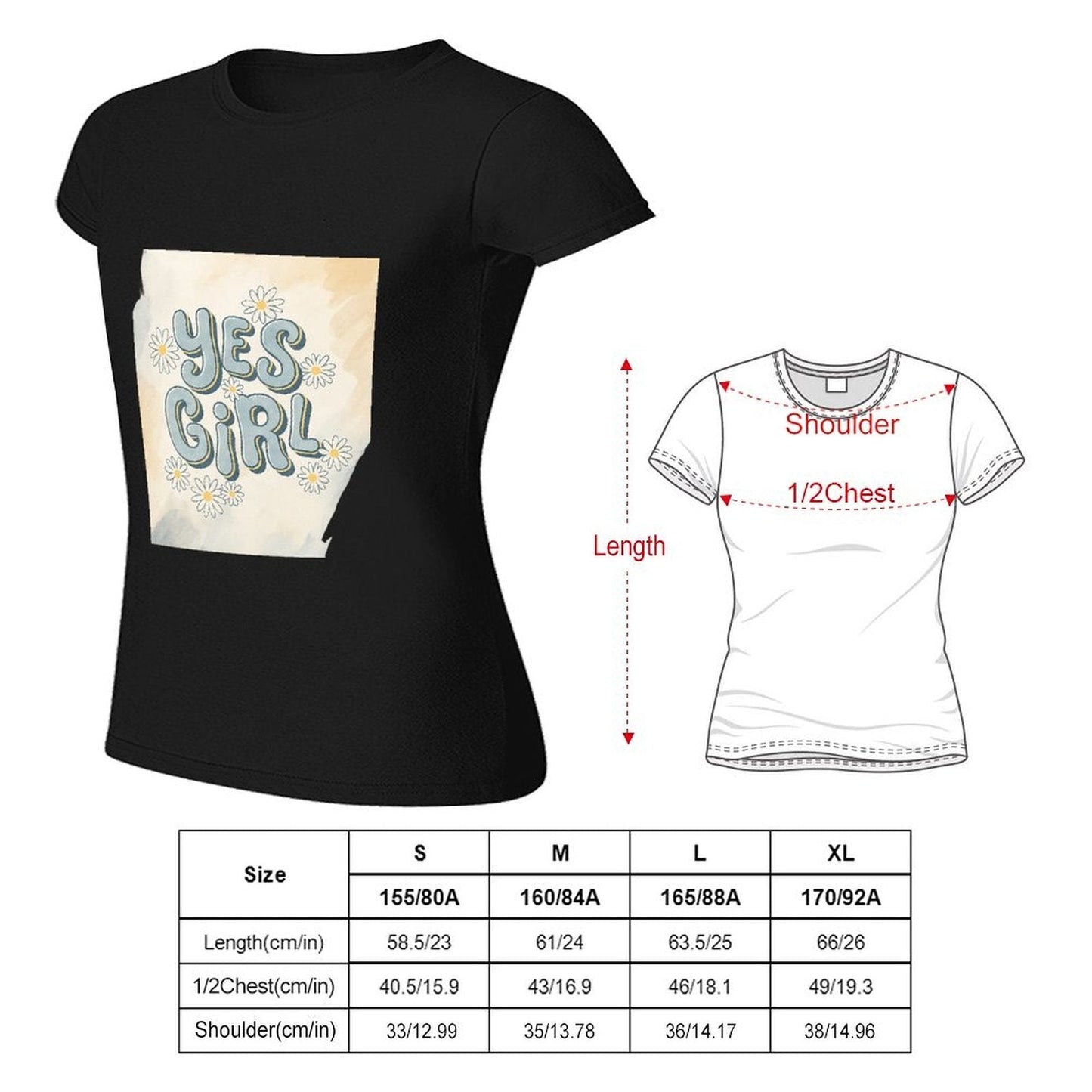 Gildan T-shirt Women Yes Girl Floral Affirmation - U1 Spring and Summer Round Neck Short - sleeved Tops Women's Casual Sports T-shirt - TrendyLookz