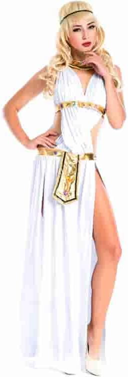 Greek Goddess Costume Women White Athenian Goddess Toga Long Dress Halloween Dress up Cosplay - TrendyLookz