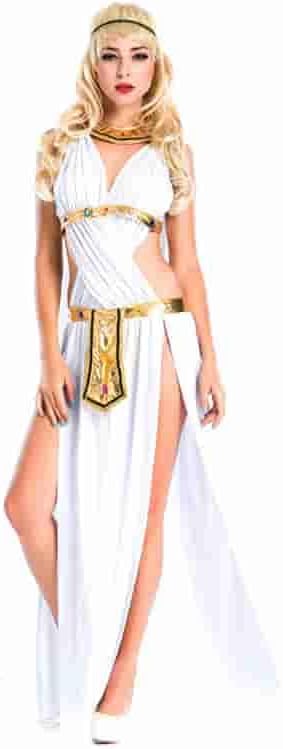 Greek Goddess Costume Women White Athenian Goddess Toga Long Dress Halloween Dress up Cosplay - TrendyLookz