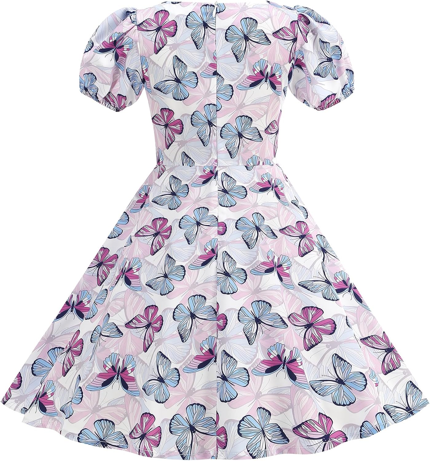 IWEMEK Kids 50s Dresses for Girls 1950s Retro Dress 50's Theme Tea Party Short Sleeve Audrey Hepburn Rockabilly Swing Dress - TrendyLookz