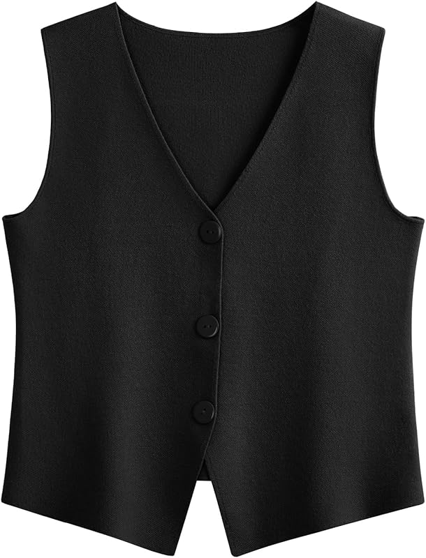 LILLUSORY Sweater Vest Women Sleeveless V Neck Trendy Spring Tops Dressy Button Up 2025 Knit Work Business Casual Outfits - TrendyLookz