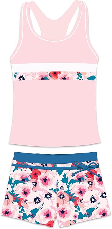 Little Girls' Summer Swimwear Two Piece Boyshort Tankini Kids Swimsuit - TrendyLookz