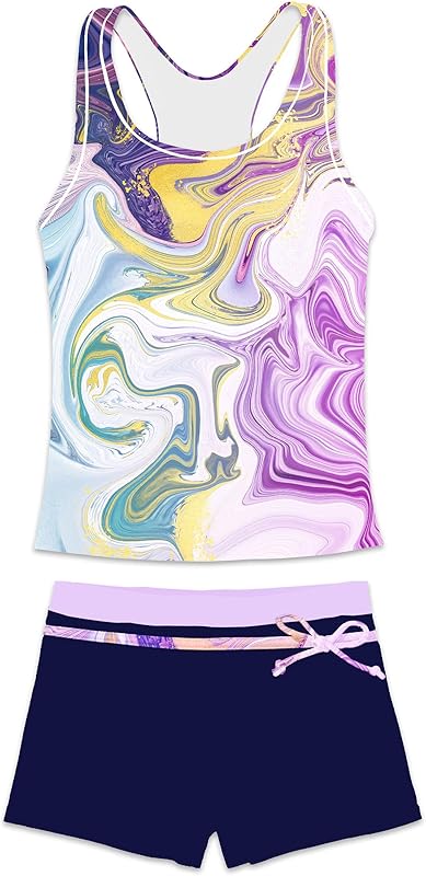 Little Girls' Summer Swimwear Two Piece Boyshort Tankini Kids Swimsuit - TrendyLookz