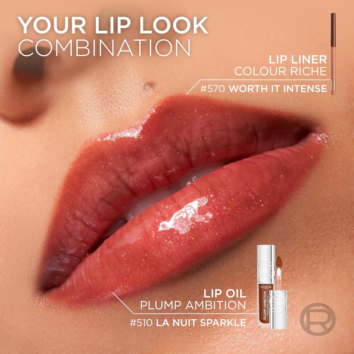 L'Oreal Paris Plump Ambition Hyaluron Lip Oil, 24 HR Lip Gloss with Hyaluronic Acid, Volumizing Formula with Glass - Like Shine, Cristal Clear 101, 0.16 Fl Oz - TrendyLookz