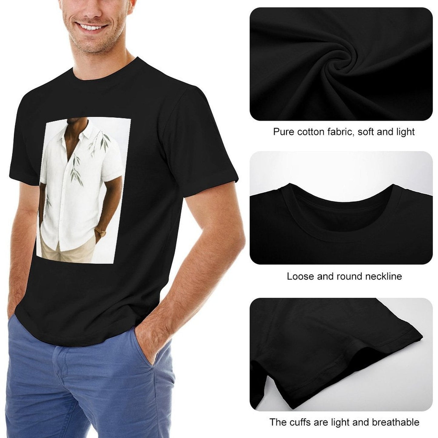 Men's Cotton Short - sleeved T-shirt, Breathable Loose - fitting Casual Summer Top, Suitable for Outdoor Activities and Daily Comfortable Wear,Men's T-shirt100%cottonzxv2ow99xd0q - TrendyLookz