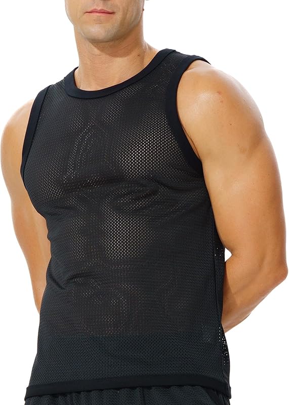 Men's Mesh Workout Tank Top Fitted Sleeveless Shirt for Casual Gym Muscle Training - TrendyLookz