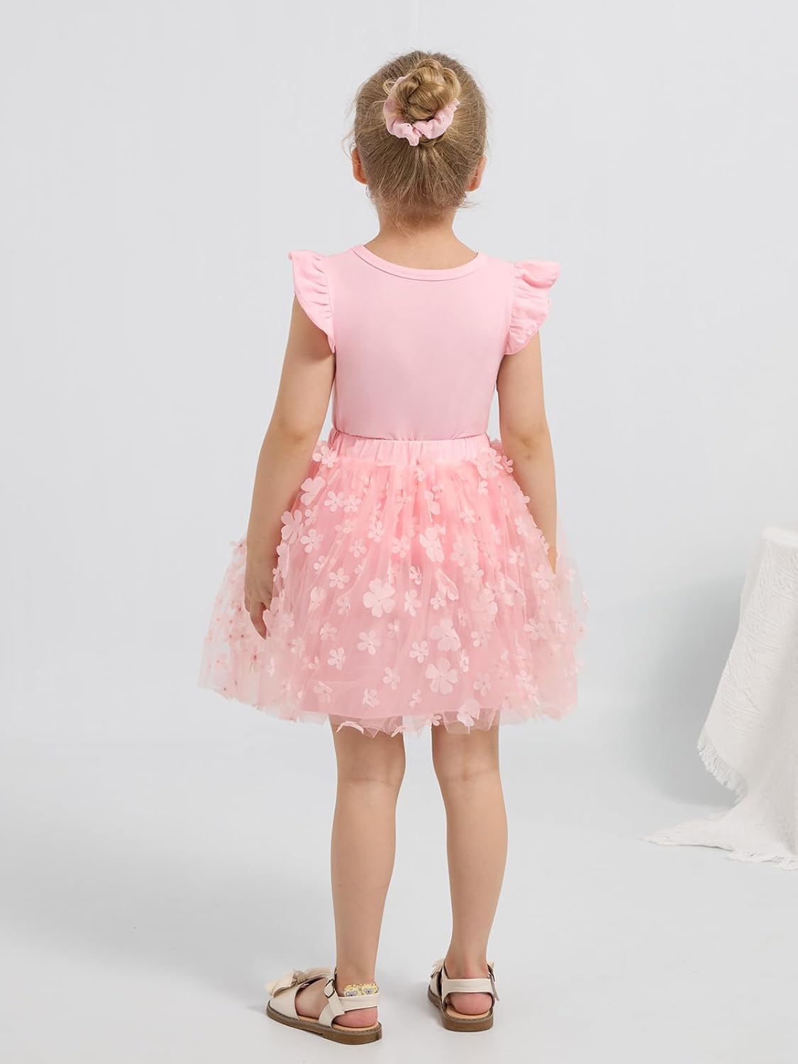 Naiyafly Girls Tulle Skirt Set Toddler Girls 2 Piece Outfits Kids Two Piece Ruffle Sleeve T-Shirt Bow Knot Tutu Dress Costume Birthday Party Outfit 3 - 8 Years - TrendyLookz
