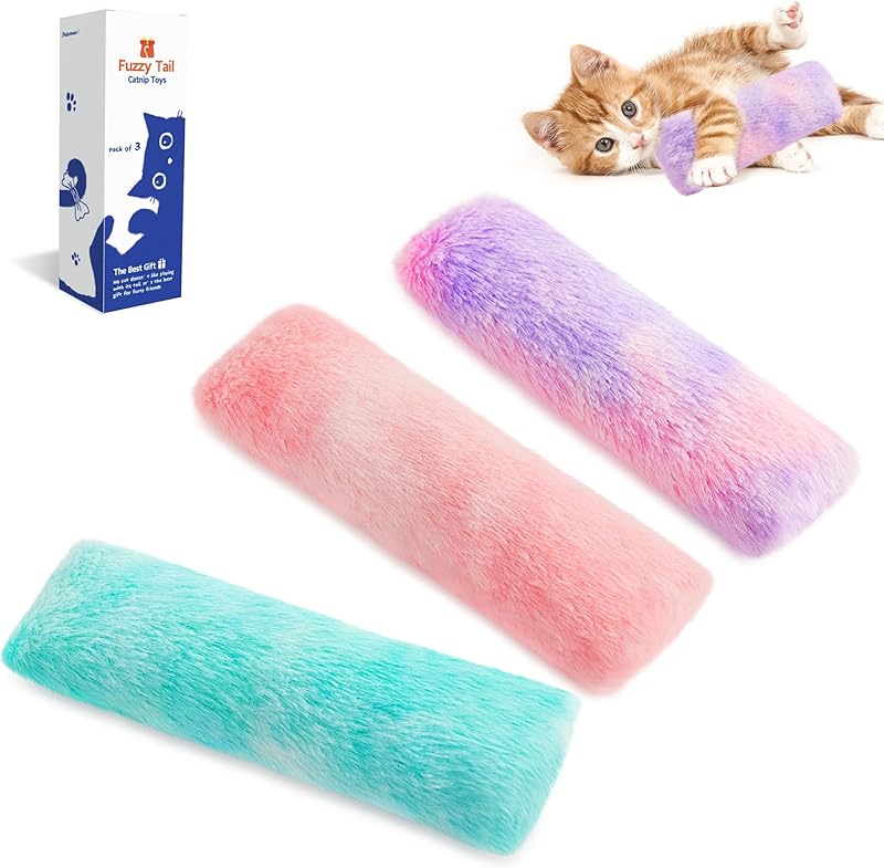Potaroma Cat Toys Pillows, 3 Pack, Soft and Durable Crinkle Sound with Catnip Inside, Interactive Indoor Kitten Kicker, Promotes Kitty Exercise - TrendyLookz
