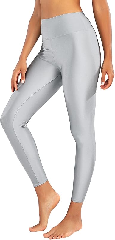 Romastory Women's Elastic Shiny Leggings Pants High Waisted Shining Sports Workout Leggings Tights - TrendyLookz