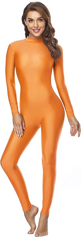 speerise Adult High Neck Zip One Piece Unitard Full Body Leotard Bodycon Jumpsuit for Women - TrendyLookz