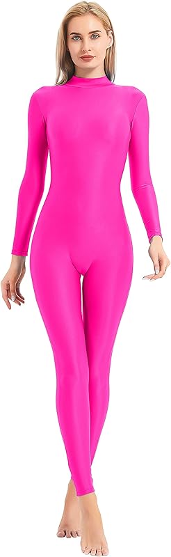 speerise Adult High Neck Zip One Piece Unitard Full Body Leotard Bodycon Jumpsuit for Women - TrendyLookz