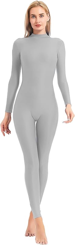 speerise Adult High Neck Zip One Piece Unitard Full Body Leotard Bodycon Jumpsuit for Women - TrendyLookz