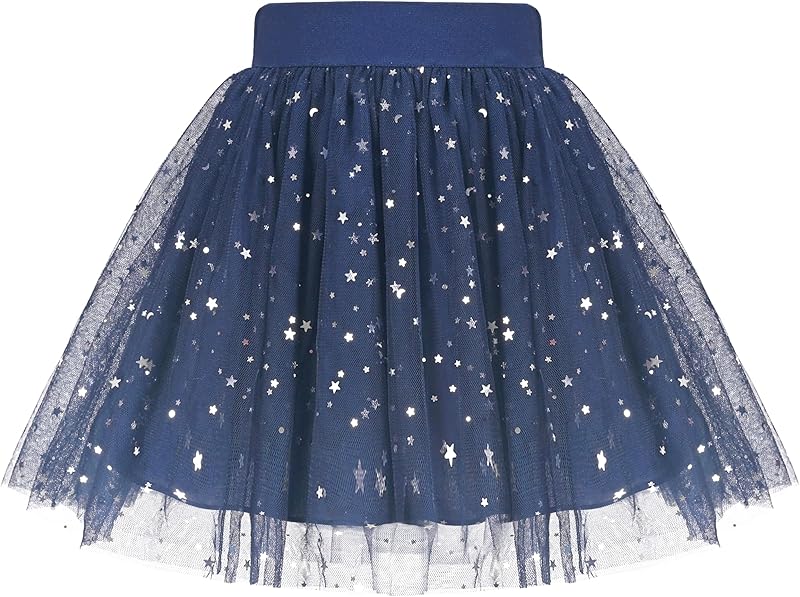 Sunny Fashion Girls Skirt Navy Blue Pearl Stars Sparkling Tutu Dancing Age 4 - 12 Years - TrendyLookz