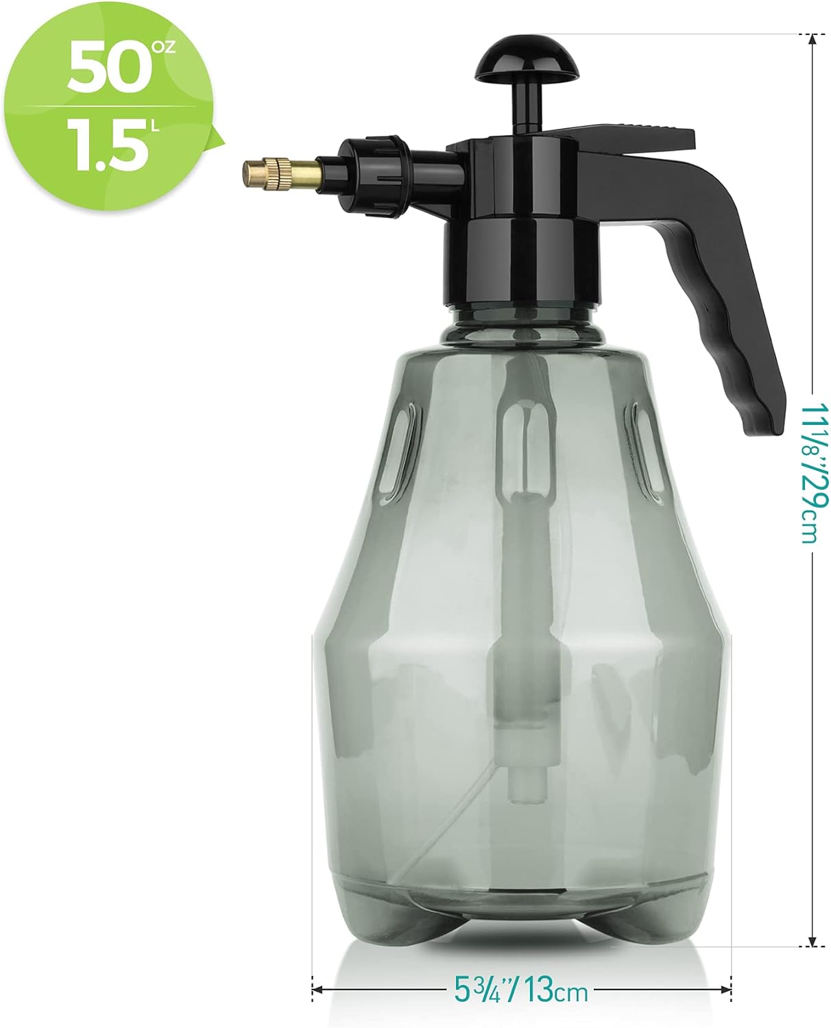 T4U Garden Pump Sprayer, Hand Held Pressure Pump Sprayer with Top Pump, 50 oz Garden Sprayer with Adjustable Nozzle for Indoor Outdoor Gardening and Home Cleaning, 0.4 Gallon, (1.5L), Grey - TrendyLookz