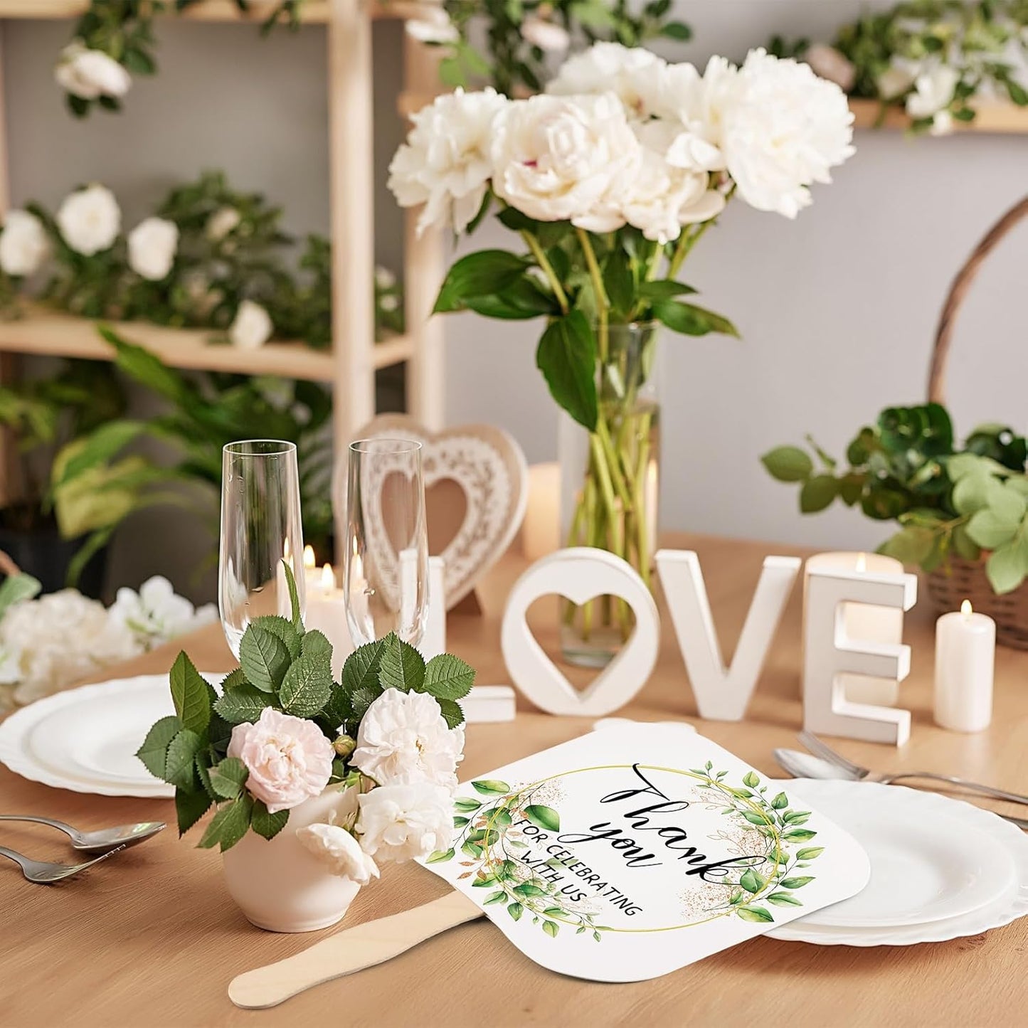 Tradder 50 Pcs Weeding Fans for Guest Weeding Paper Fan Hand Bulk Thank You for Celebrating with Us Bride Bridesmaid Favors Guest Gift for Bridal Wedding Baby Shower Party Decoration (Green Leaf) - TrendyLookz