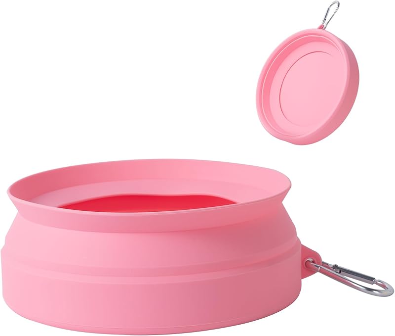 Voiture Pliant Bol en Chat/Chien, Bol en Silicone Pliable, Conception Anti - débordement sur Le Dessus du Bol, Faciles à déplier et Replier,Articles de Voyage pour Chiens et Chat (Couleur Gris Clair) - TrendyLookz