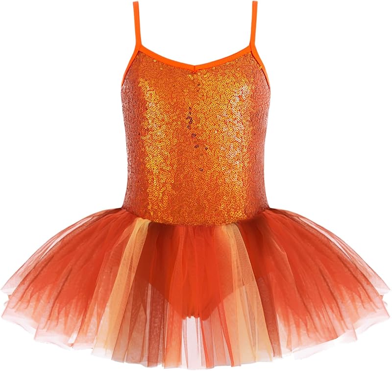 Zaclotre Little Girls Sequin Leotard Sparkly Strap Ballet Leotards Tutu Dress Ballerina Outfit Dance Costume for Kids - TrendyLookz