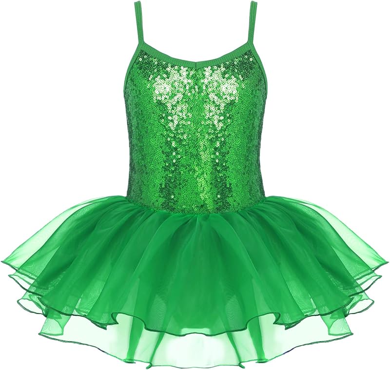 Zaclotre Little Girls Sequin Leotard Sparkly Strap Ballet Leotards Tutu Dress Ballerina Outfit Dance Costume for Kids - TrendyLookz