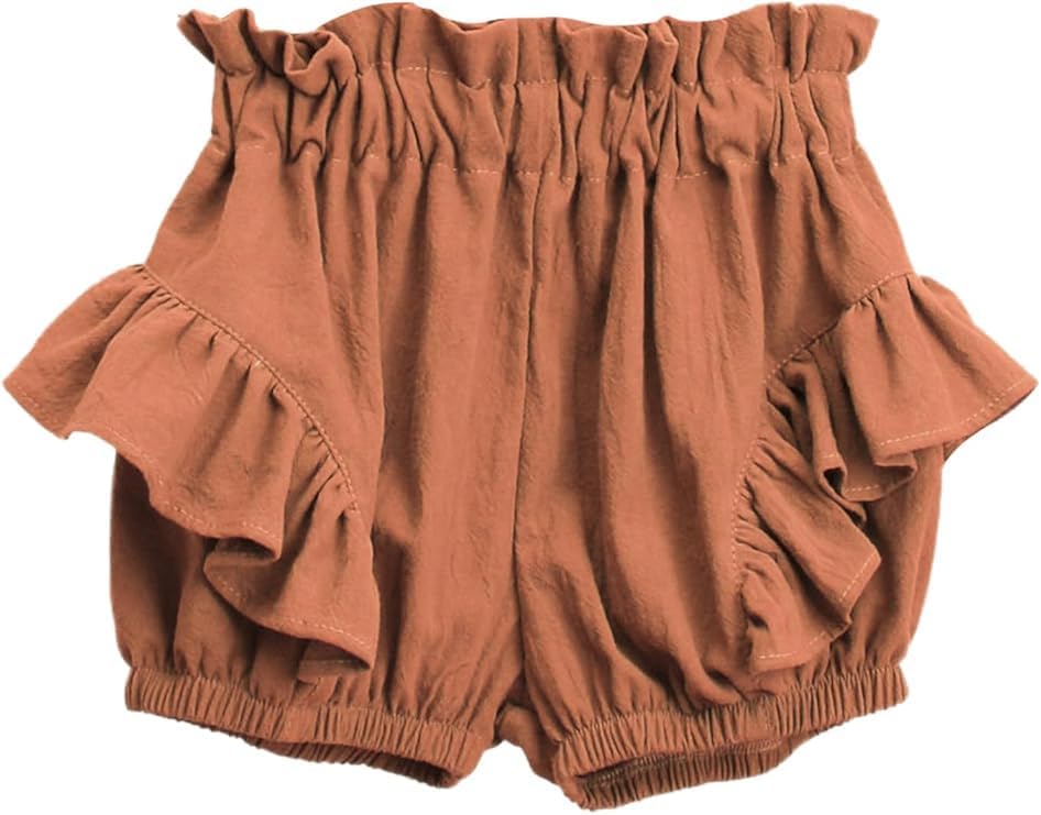 Baby Girls Ruffle Shorts Toddler Diaper Covers Little Girls Bottoms Bloomers Cotton Pants 3 Months-6T