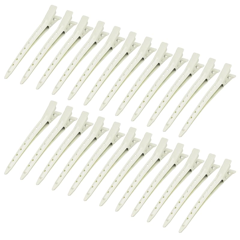24 Packs Duck Bill Clips, Bantoye 3.5 Inches Rustproof Metal Alligator Curl Clips with Holes for Hair Styling, Hair Coloring, Silver