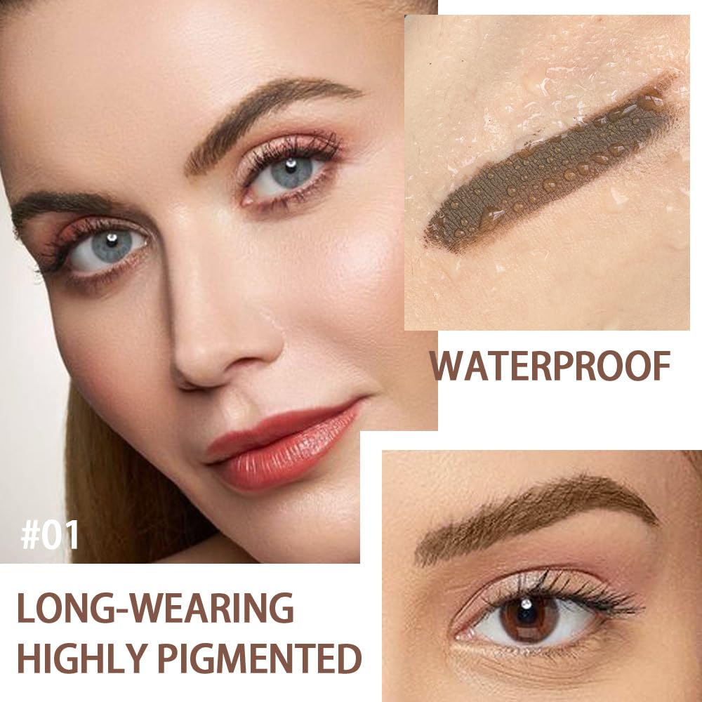 Tinted Thickening Eyebrow Mascara with Two Eyebrow Brushes,Brow Fast Sculpt,Waterproof,Transfer-proof,Eyebrow Tinting Kit- Cruelty Free - Light Medium Brown (1 Pack) (1Pc 01#Brown)