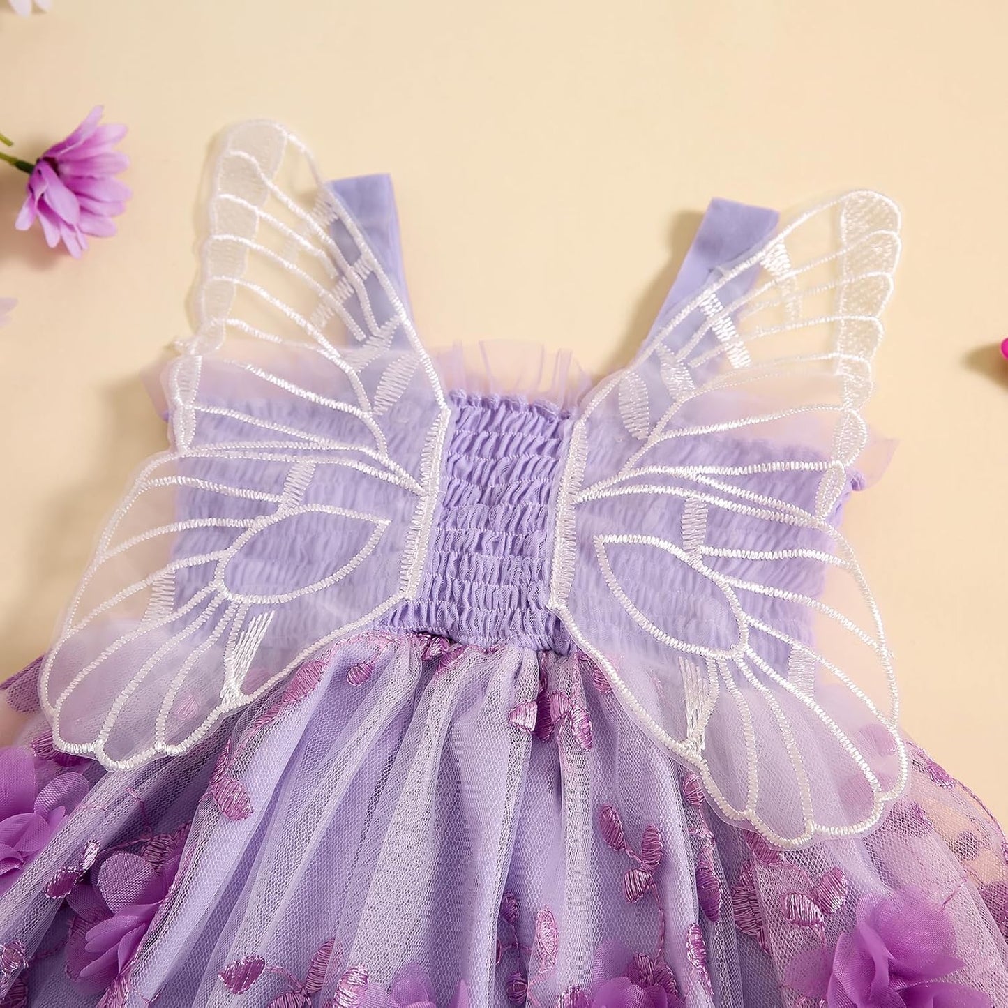 Toddler Infant Baby Girls Summer Dress Newborn Girl Tulle Dress with Butterfly Wing Beach Party Fall Clothes