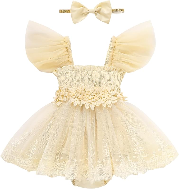 Baby Girl Clothes Infant Tulle Romper Ruffe Sleeveless Bodysuit Baby Girl Outfits Infant Girl Dress 0-18M