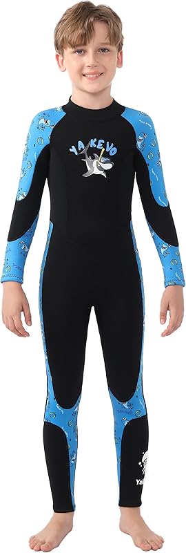 2 Pcs Boys Girls 2.5mm Long Sleeve Wetsuit Top Jacket with Neoprene Wetsuit Pant Set for Surfing Dive Snorkeling Water Sports