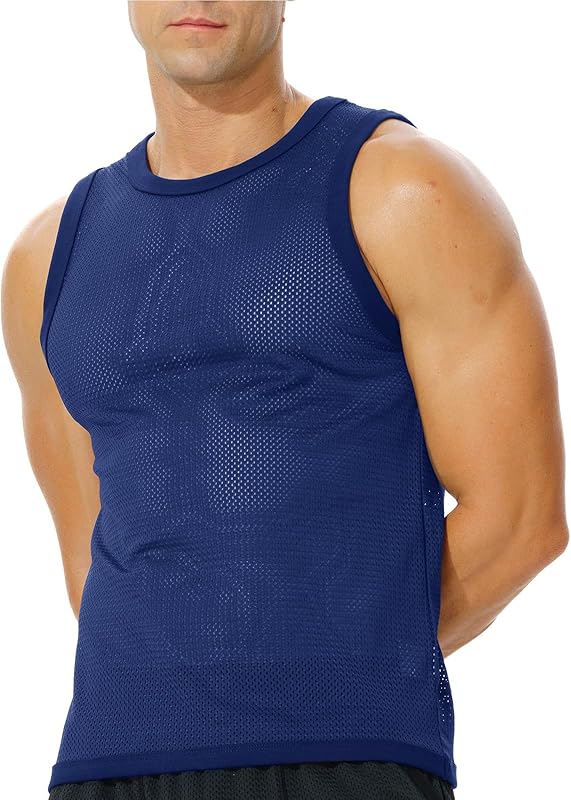 Men's Mesh Workout Tank Top Fitted Sleeveless Shirt for Casual Gym Muscle Training