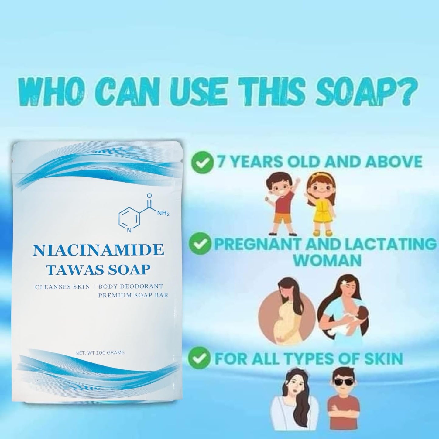 2 Bars Niacinamide Tawas Soap 100g Each