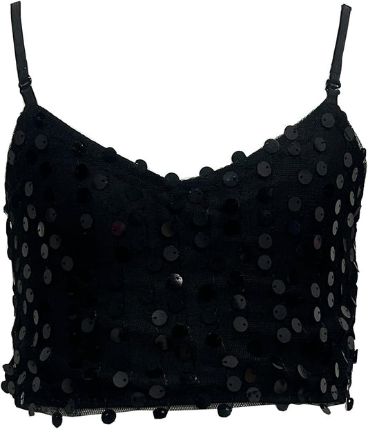 Girls Sequins V Neck Dance Tops Straps Jazz Latin Hip Hop Modern Dance Bra Vest Shirt Stage Performance Costume