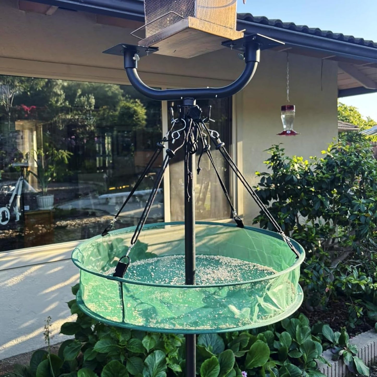 20'' Bird Seed Catcher Tray for Pole Mounted Bird Feeder, Birdseed Hoop with Holes Fits 1'' Pole for Birds Feeders Outdoors, Backyard, Garden (1)
