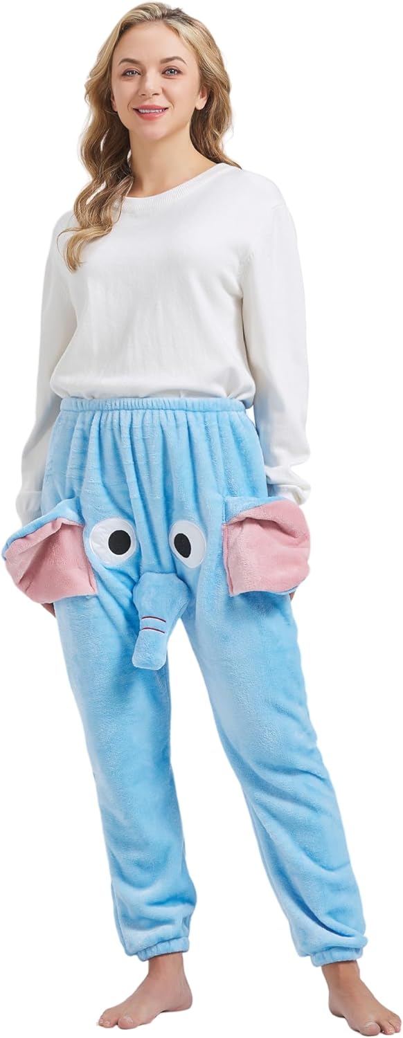Funny Elephant Pajama Pants,Cute Dimensional Couple Pajama Pants Bottoms For Women Men