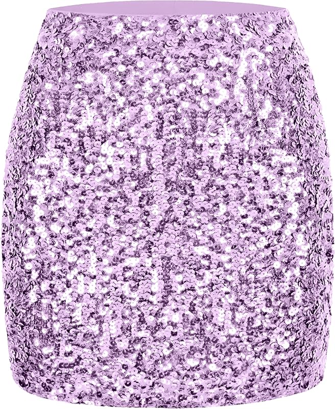 Maner Women's Sequin Skirt Sparkle Stretchy Bodycon Mini Skirts Night Out Party