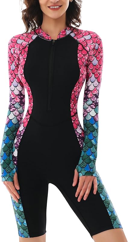 Women One Piece Long Sleeve Rash Guard UV Protection Surfing Swimsuit Swimwear Bathing Suit