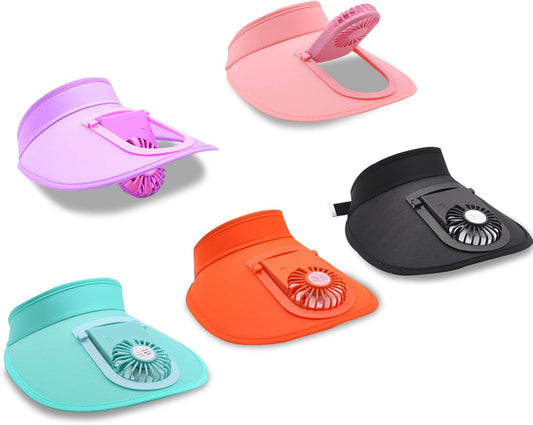 Sun Visors Hat with Fan for Women - Fan Visor Hat - Three Gear Mediation and Large Area Sun Protection