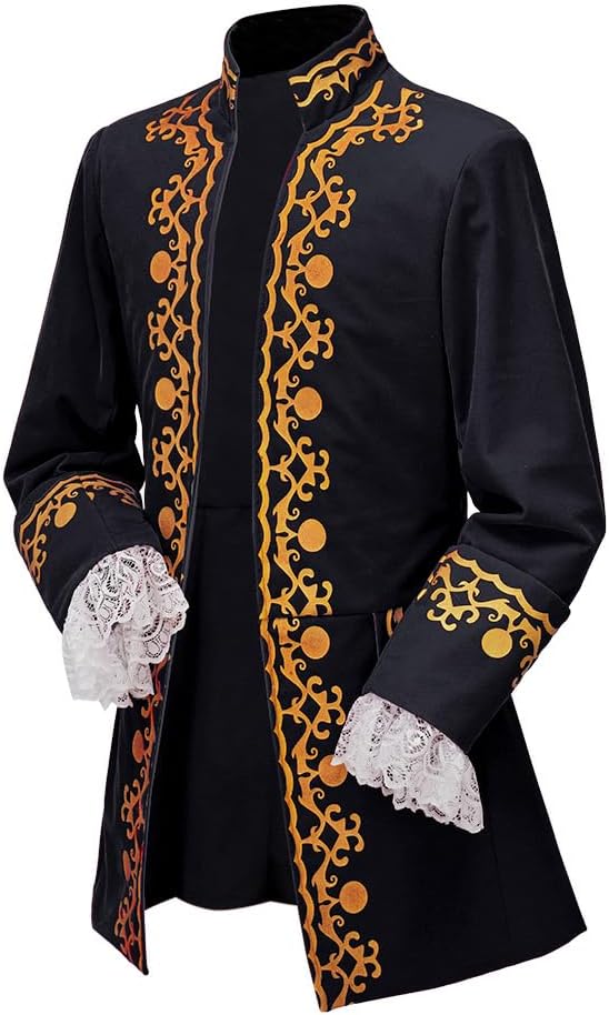 CosplayDiy Men's Colonial Military Tailcoat Costume 18th Century Medieval Regency Tailcoat Jacket