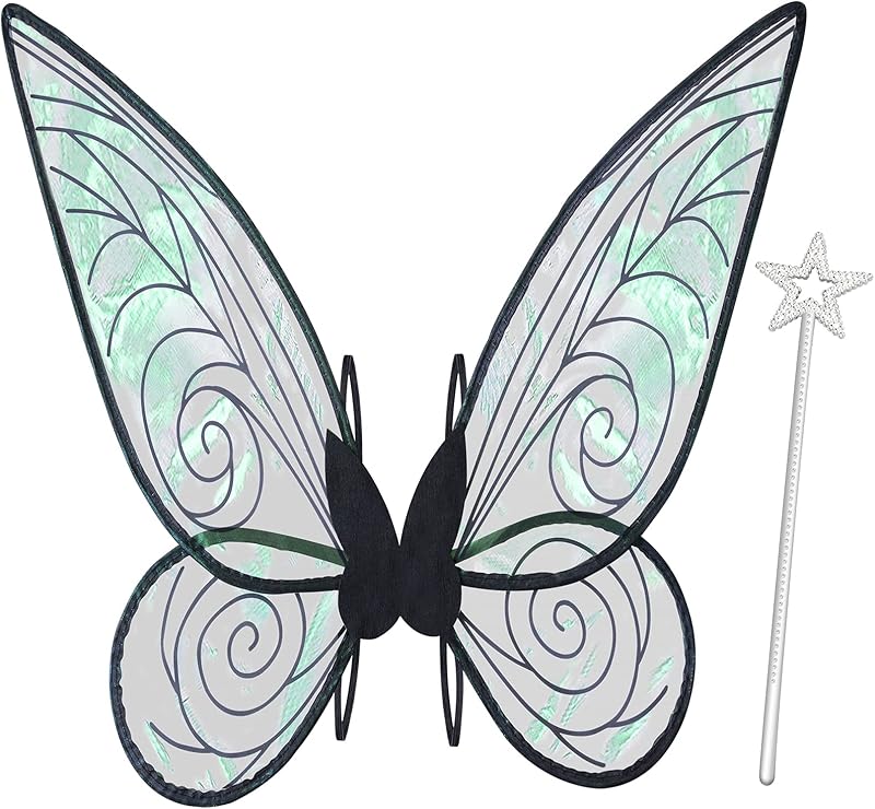 quescu Fairy Wings for Adults,Butterfly Wings for Girls,Angel Wings,Fairy Costume for Women Halloween Dress Up Party Favor (White)