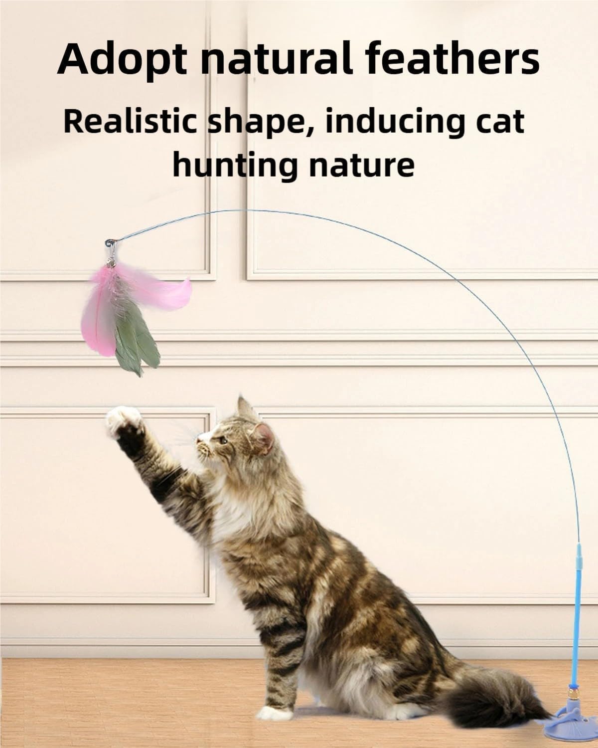 Puff Pet MeowMastery Toy, MeowMastery Cat Toy, Meow Mastery Teaser Wand - with 4 Types of Replacement Feathers, Interactive Cat Teaser, Exercise and Entertainment for Active Felines (Pink)