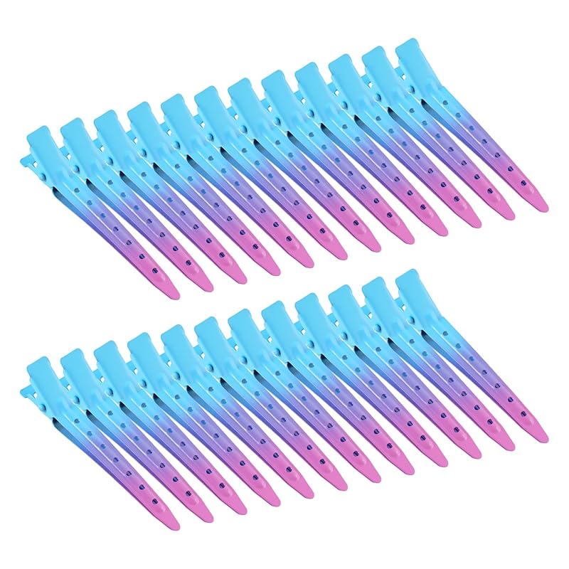 24 Packs Duck Bill Clips, Bantoye 3.5 Inches Rustproof Metal Alligator Curl Clips with Holes for Hair Styling, Hair Coloring, Silver