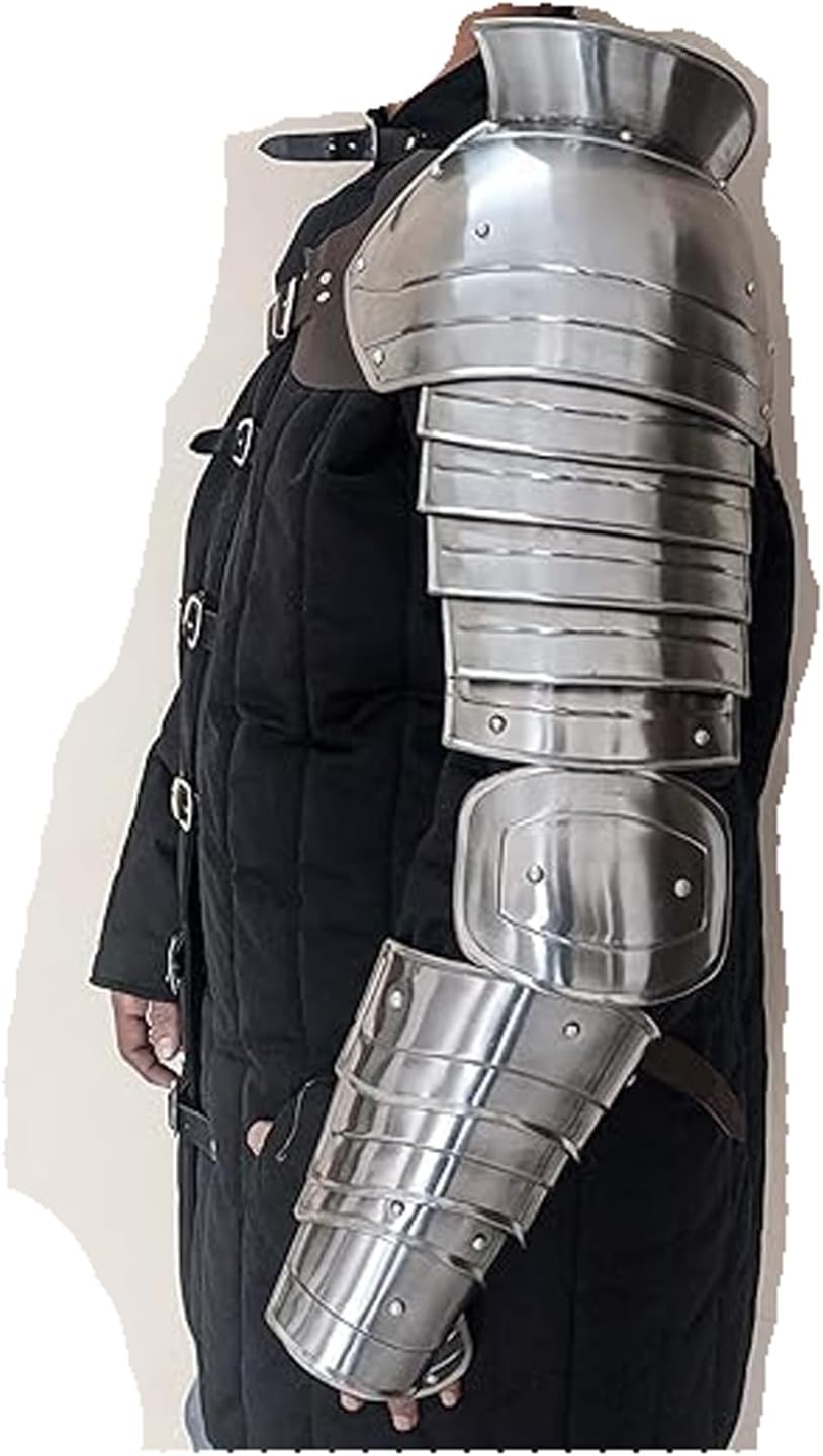 Gladiator Manica Medieval Single Arm Pauldron Spartacus Roman Warrior Sleeve Shoulder Arm Gladiator Manica Armguard Replica Armor Functional Reproduction Armour Single Hand Costume for Mens Adult Size