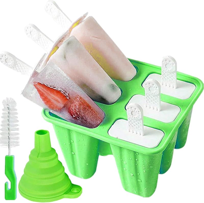 Popsicle Molds， 6 Pieces Silicone Ice Pop Models Popsicle Models Reusable Easy Release Ice Pop Maker (Dark Blue)