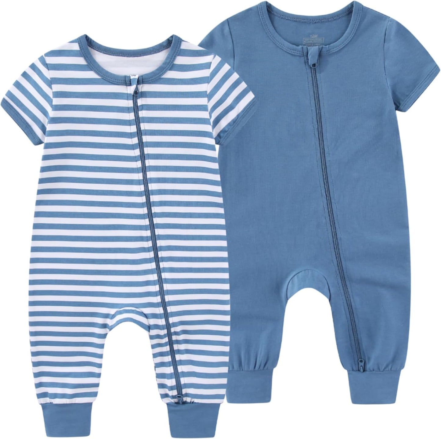 Baby Boy Girl 2 Pack Romper Infant Short Sleeve 2 Way Zipper One Piece Jumpsuits Newborn Clothes 0-24 Months