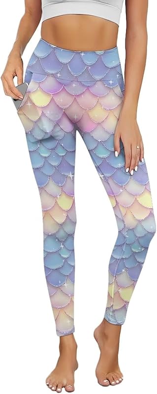 Poceacles Yoga Pants for Women with Pockets Full Length Workout Leggings High Waist Tummy Control Lounge Pants Activewear