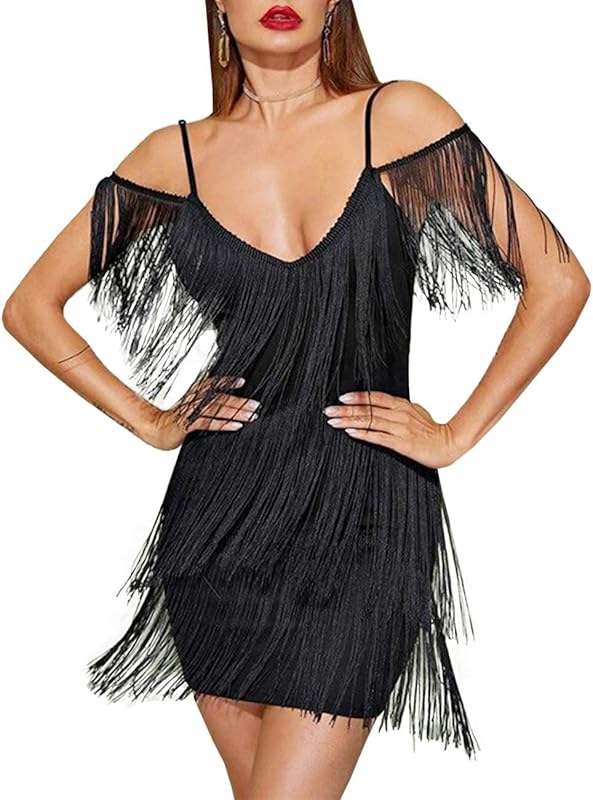 ECDAHICC Women’s Dresses Flapper Dresses 20s Gatsby with All-Over Fringe Mini Dresses