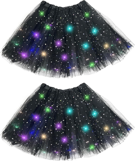 Hikkcos 2 Pcs Halloween Tutu Skirt for Adult Women Light Up Tutus Skirt Led Tutu Costume for Canival Party